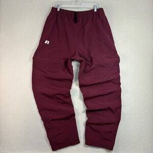 Vintage Russell Athletic Baggy Track Pants Men L Maroon Ankle Zip Drawstring 90s